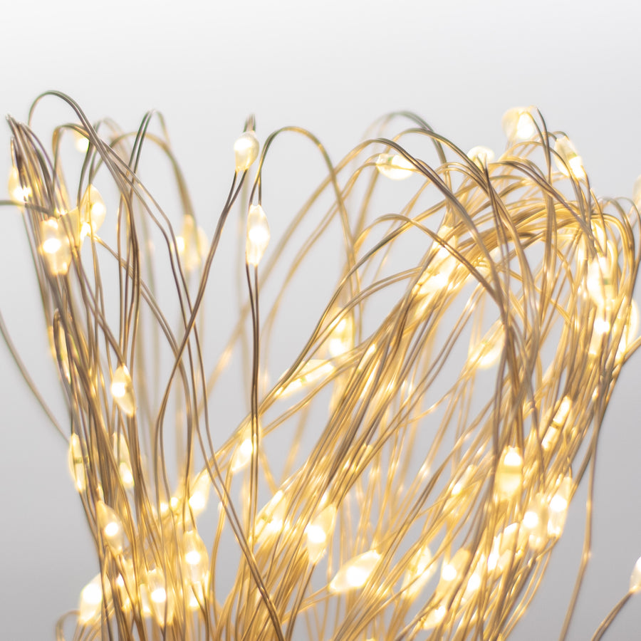 40' Silver Wire Mini LED Warm White Lights (100)