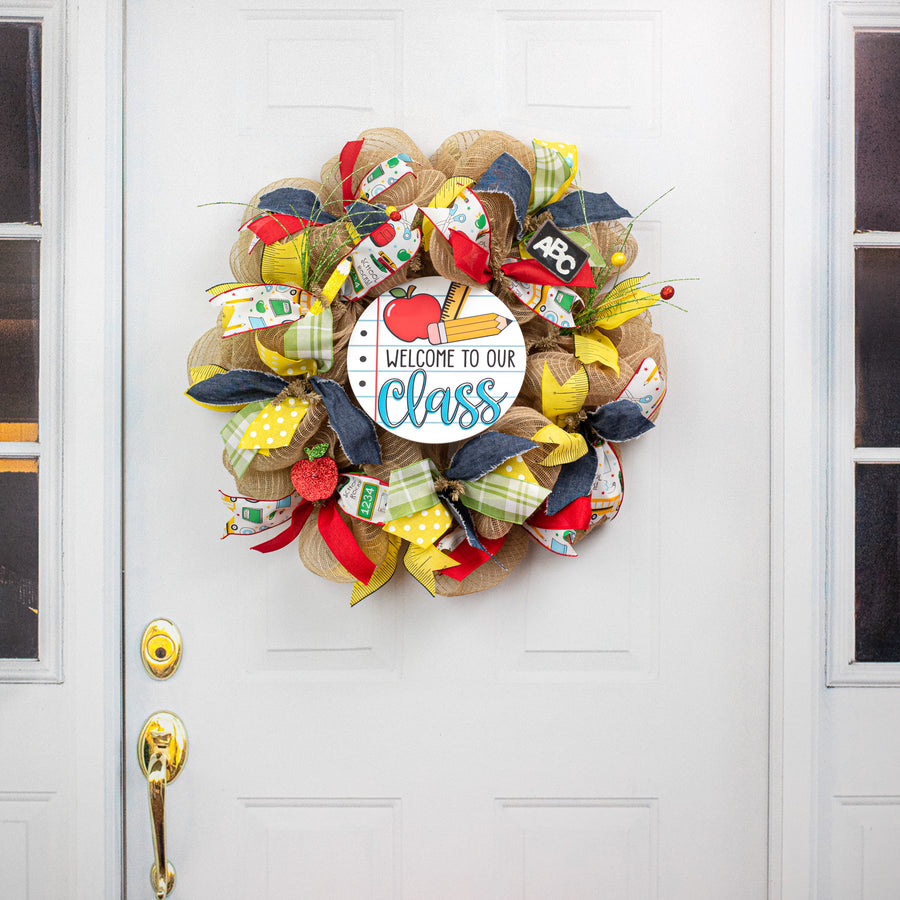 9.4" Round Waterproof Sign: Welcome to our Class