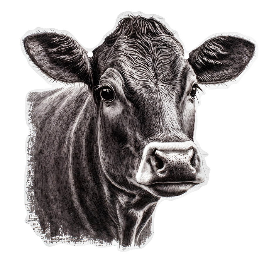 17" Waterproof Door Hanger: Cow Etching
