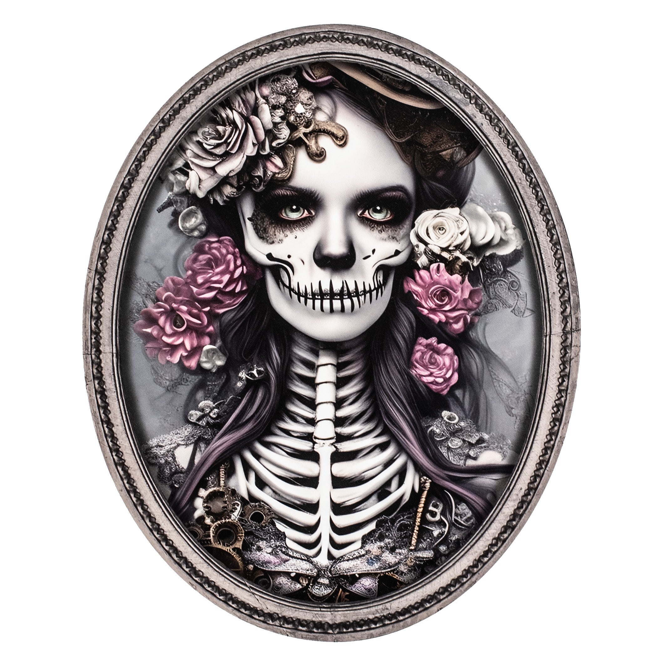 11" Waterproof Accent: Framed Steampunk Sugar Skull