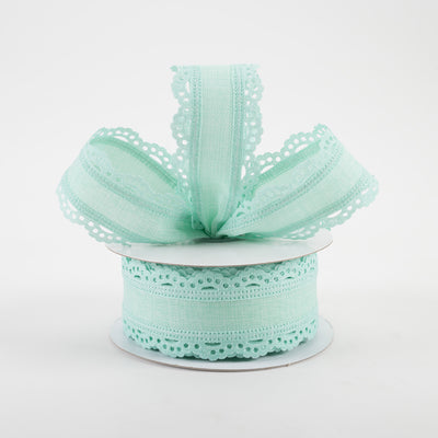 1.5" Scalloped Edge Ribbon: Mint Green (10 Yards)