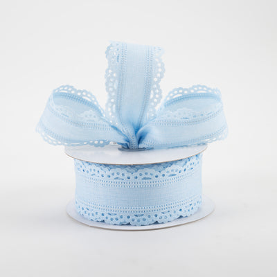 1.5" Scalloped Edge Ribbon: Pale Blue (10 Yards)