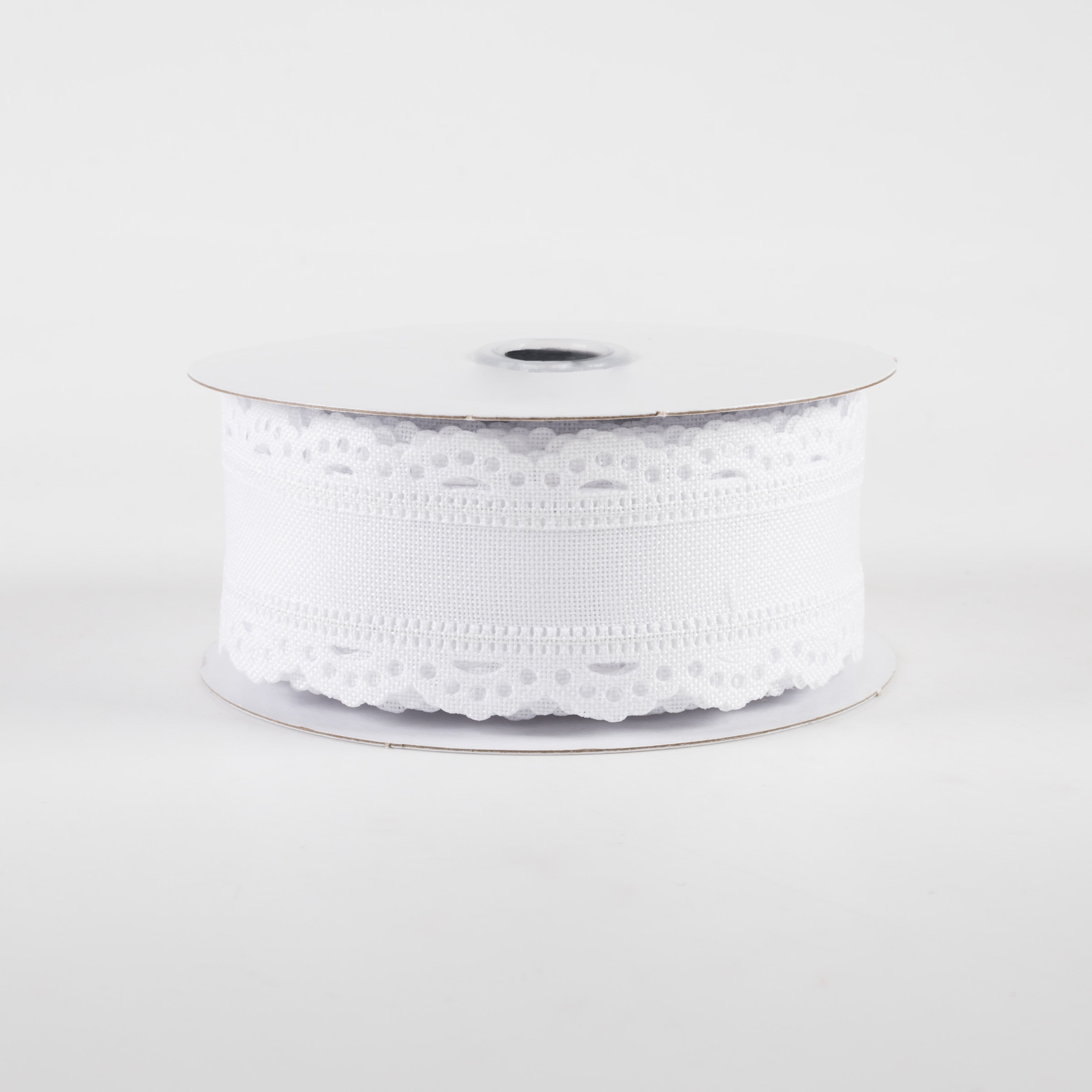 1.5" Scalloped Edge Ribbon: White (10 Yards)