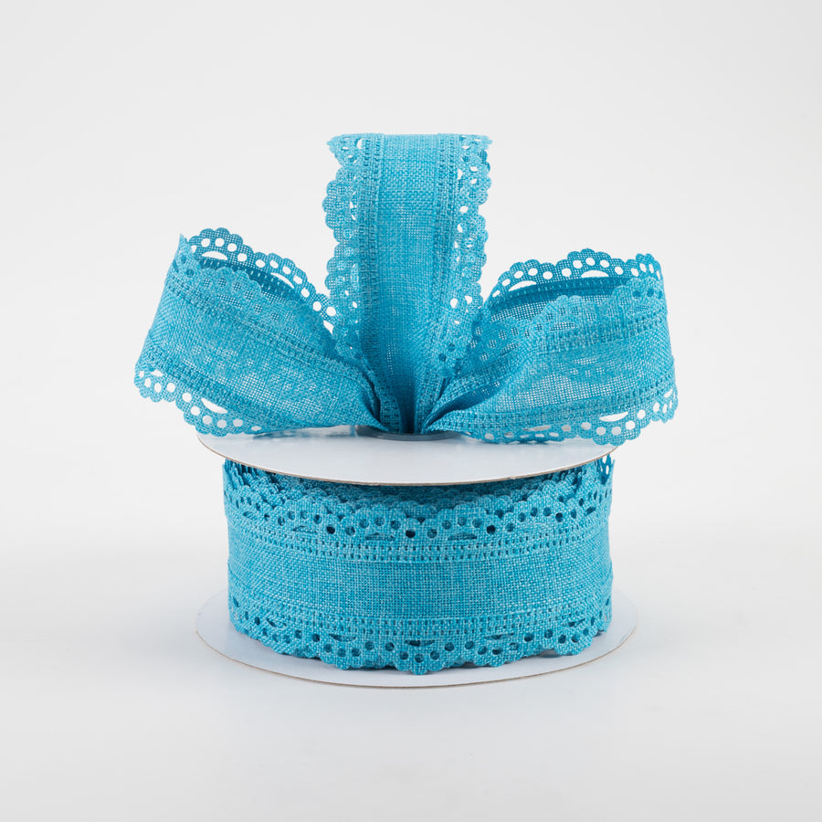 1.5" Scalloped Edge Ribbon: Turquoise (10 Yards)