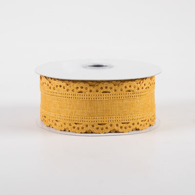 1.5" Scalloped Edge Ribbon: Dark Mustard (10 Yards)