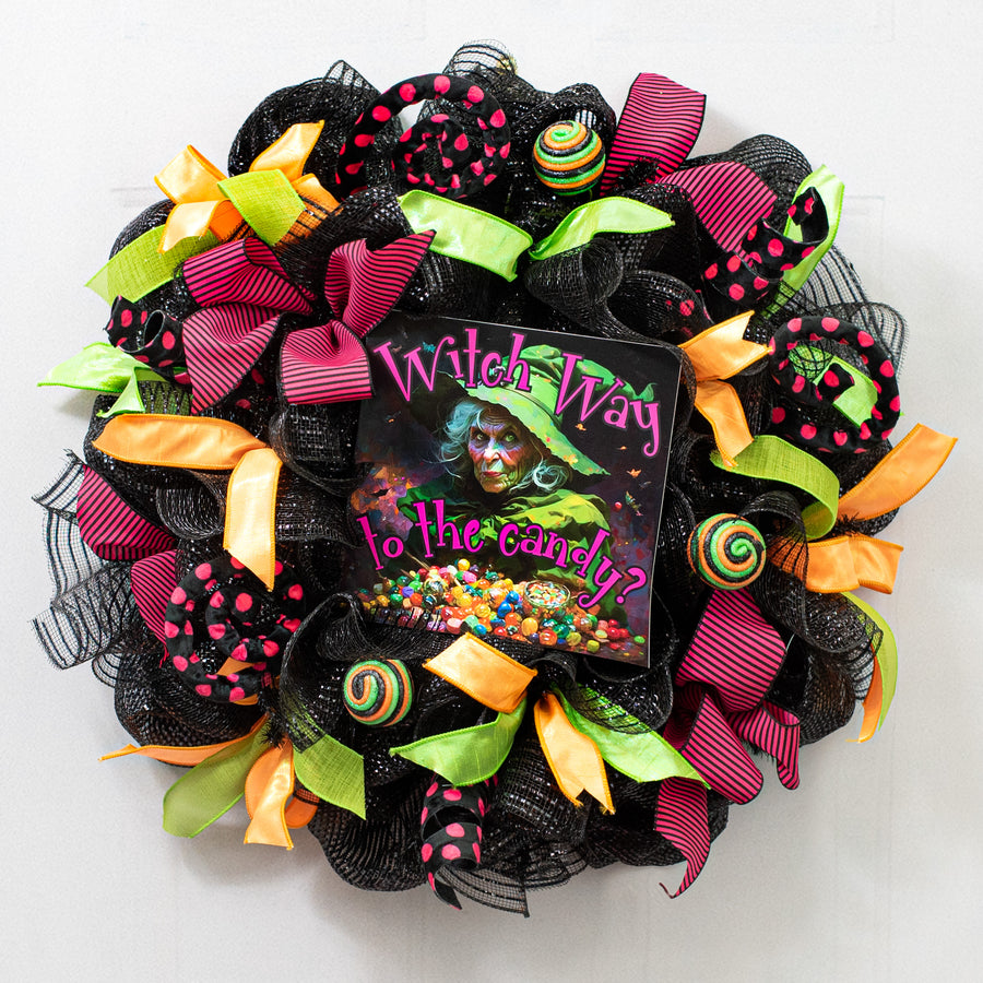 9" Waterproof Sign: Witch Way to the Candy