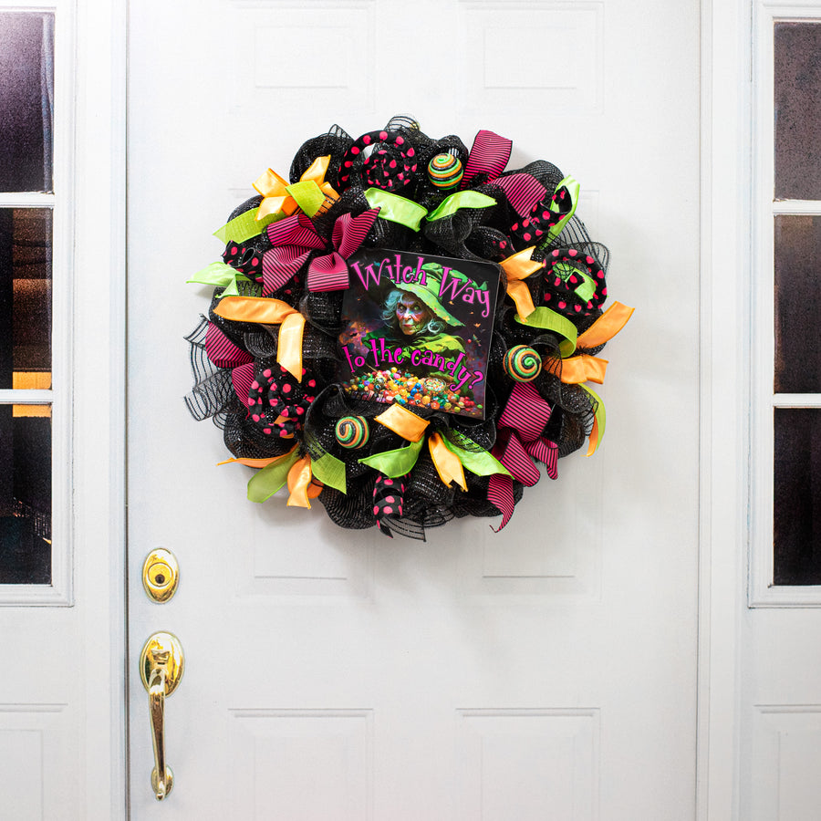 9" Waterproof Sign: Witch Way to the Candy