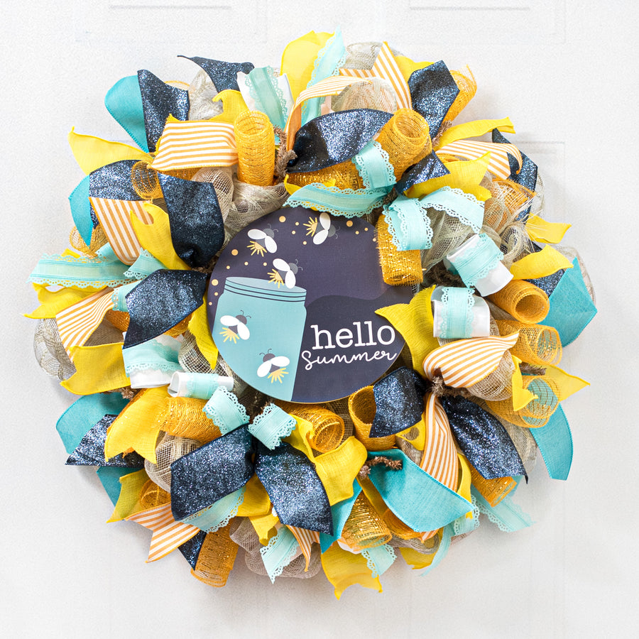 9.4" Round Waterproof Sign: Welcome Summer Fireflies