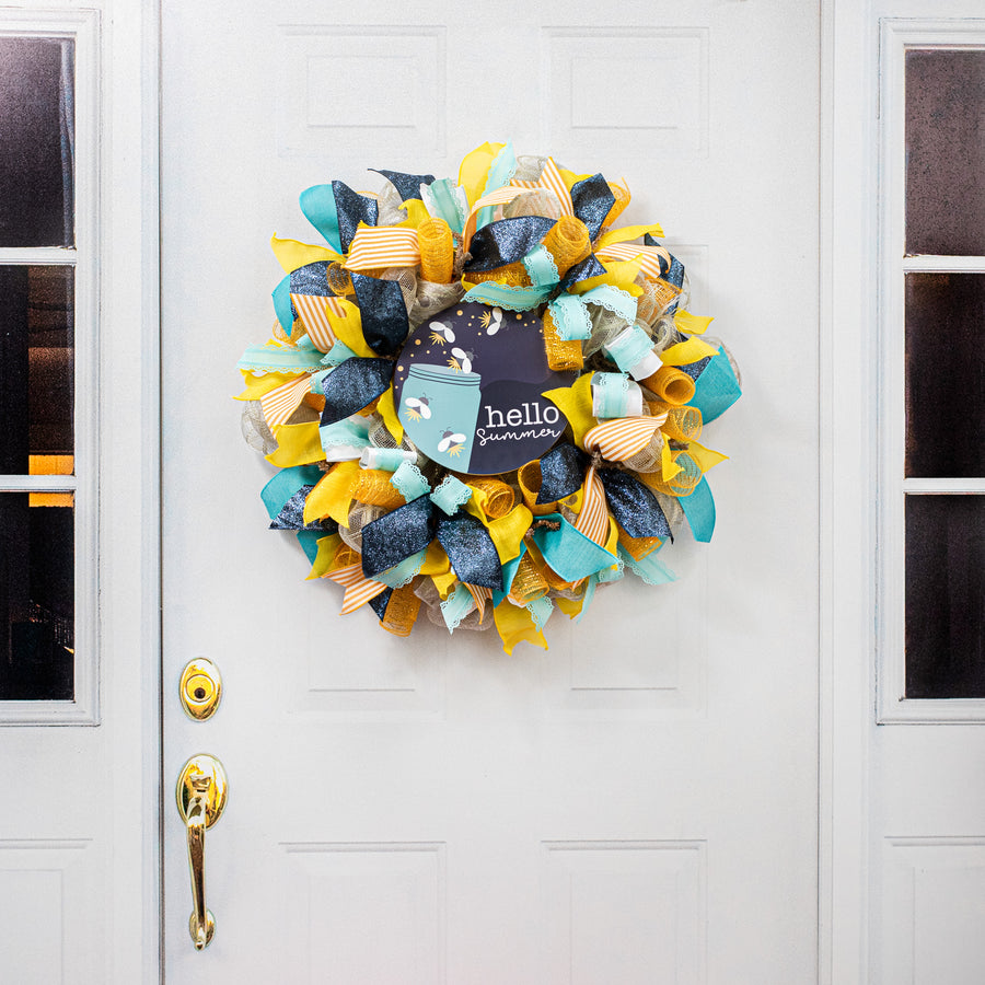 9.4" Round Waterproof Sign: Welcome Summer Fireflies