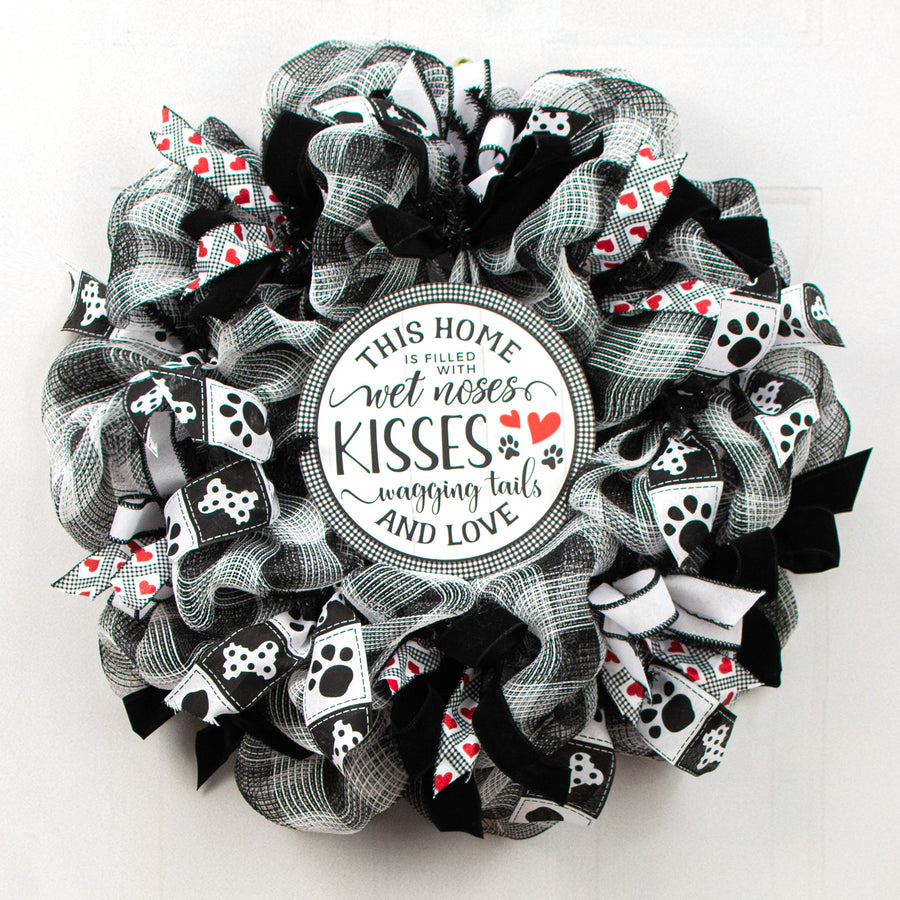 9.4" Round Waterproof Sign: Wet Dog Kisses