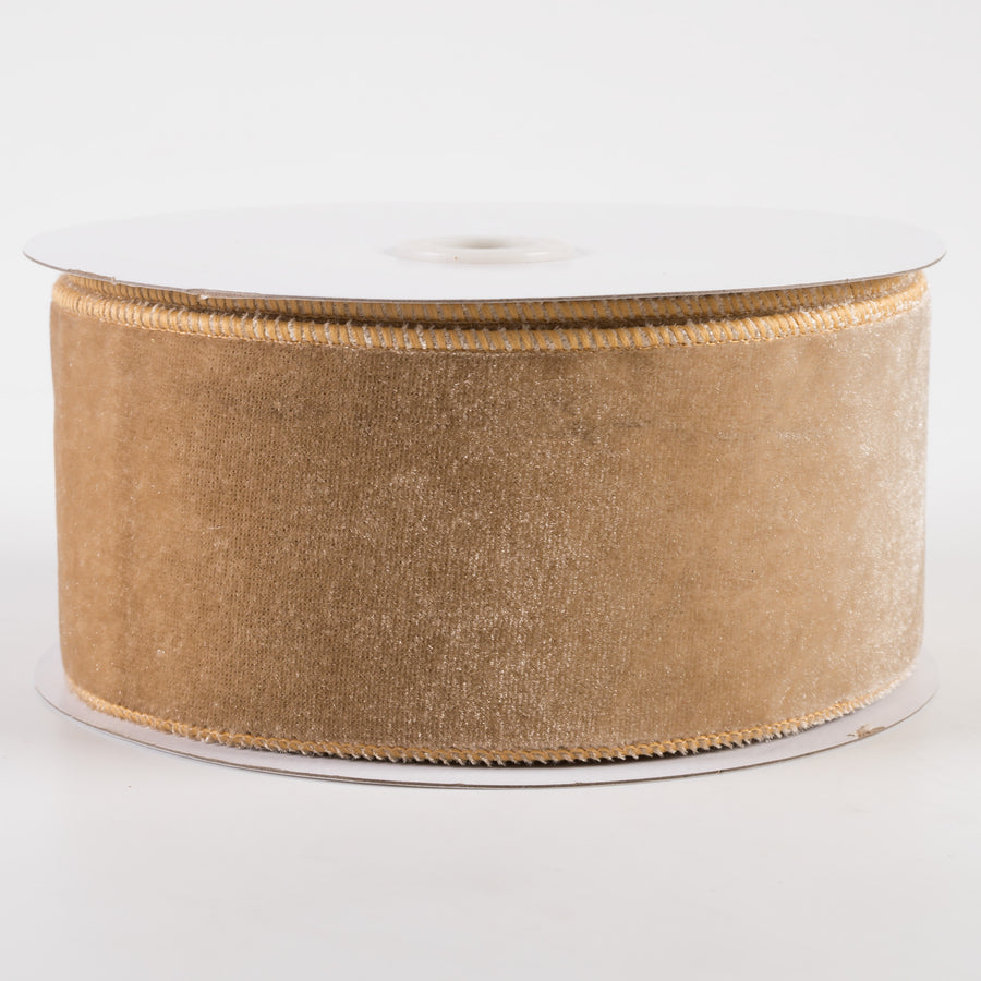 2.5" Deluxe Velvet Satin Backing Ribbon: Taupe (10 Yards)