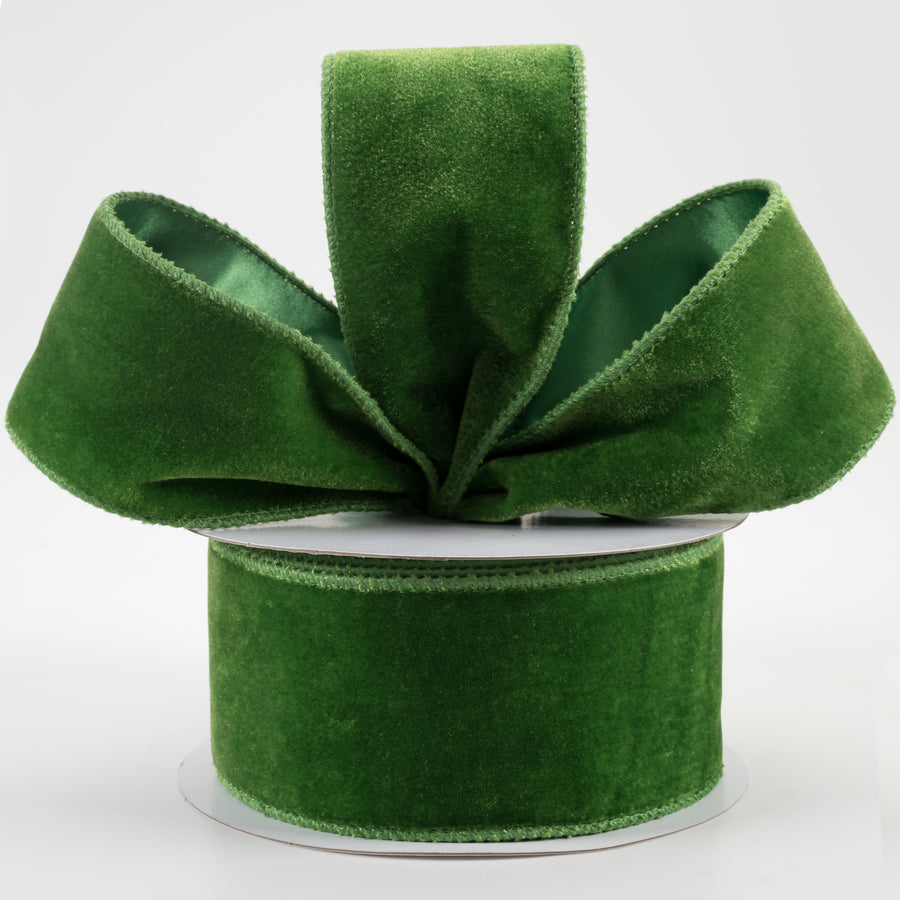 2.5" Deluxe Velvet Satin Backing Ribbon: Emerald Green (10 Yards)