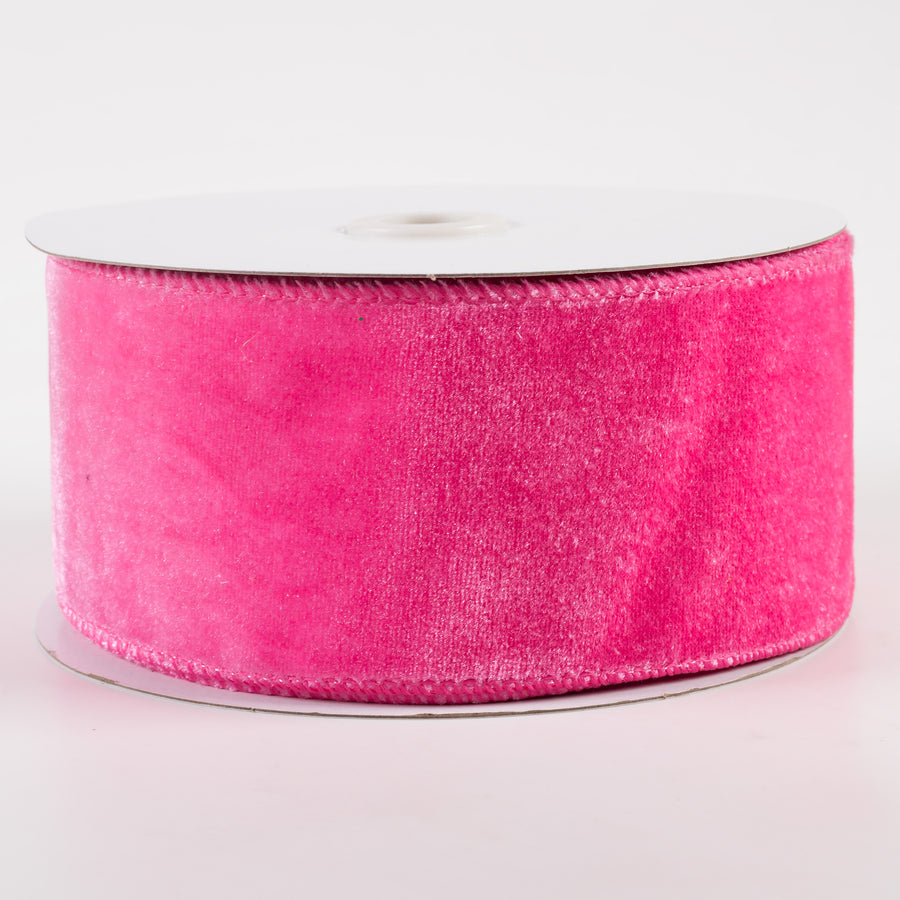 2.5" Deluxe Velvet Satin Backing Ribbon: Hot Pink (10 Yards)