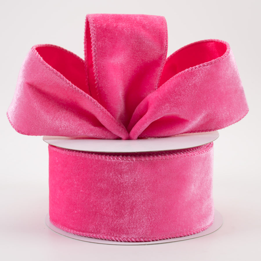 2.5" Deluxe Velvet Satin Backing Ribbon: Hot Pink (10 Yards)
