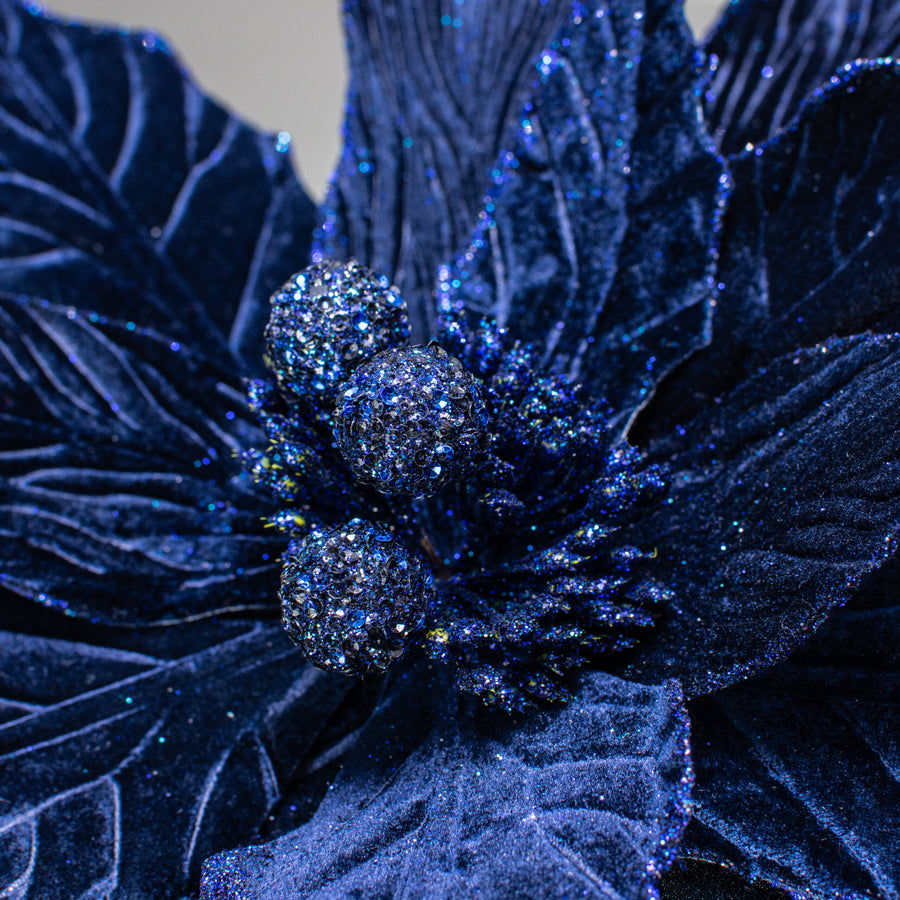 24" Jumbo Poinsettia Stem: Midnight Blue