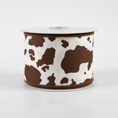 2.5" Cowhide Print Ribbon: Brown & Ivory (10 Yards)
