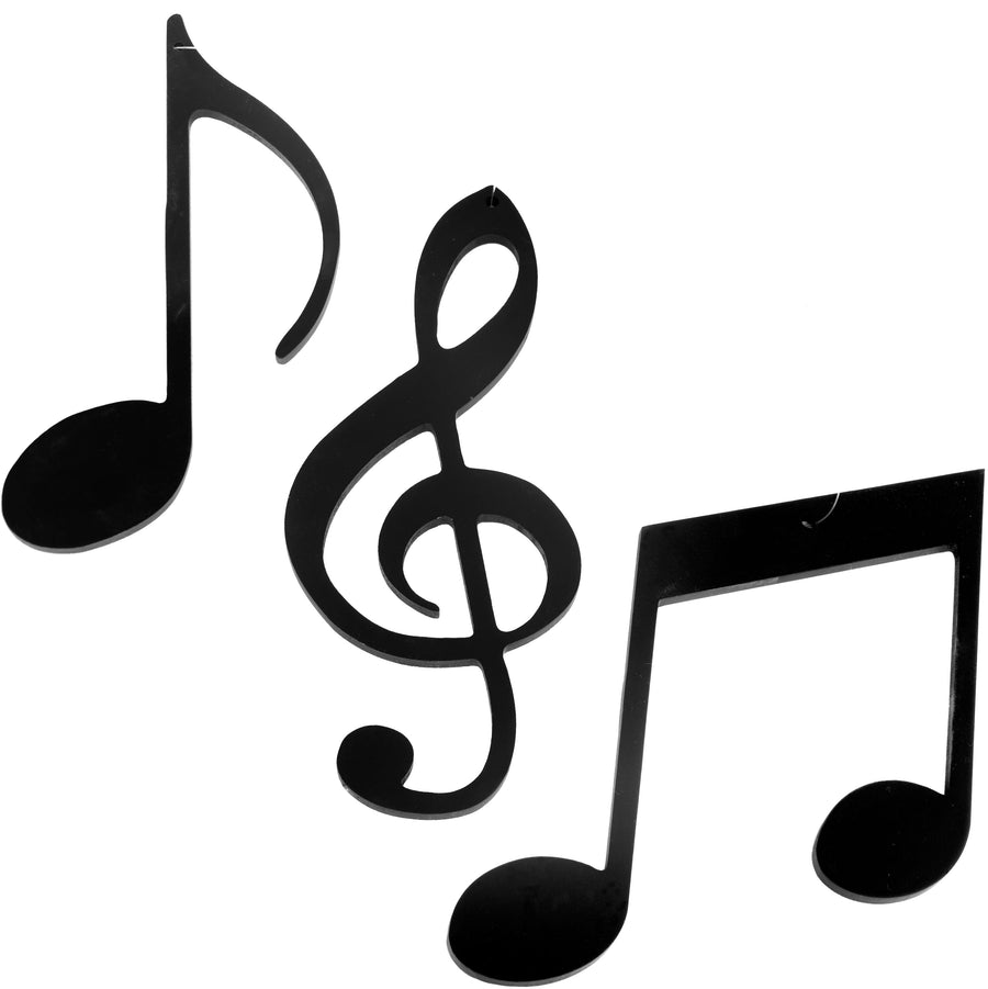 Assorted Wooden Music Notes (Set of 3): Black