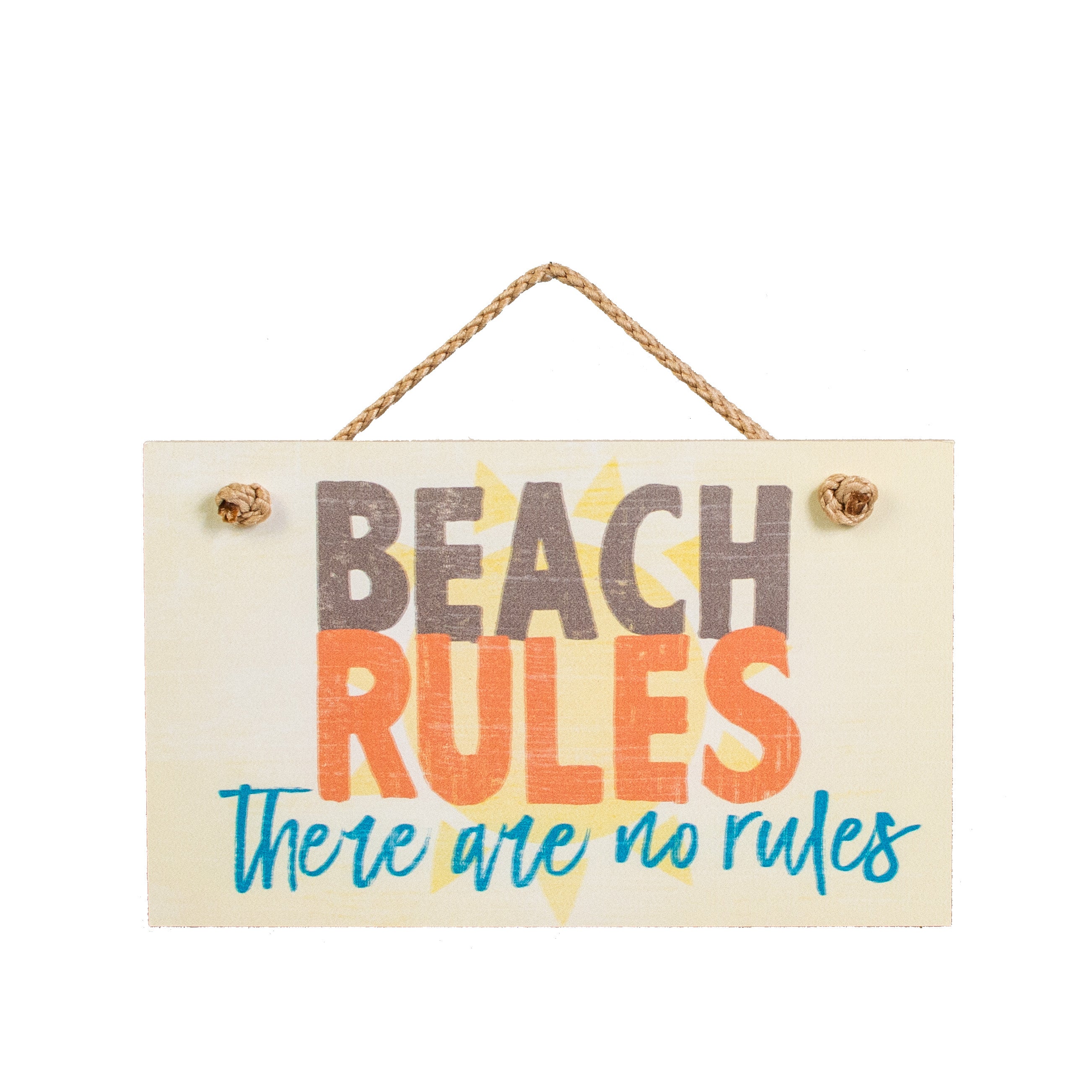 9.5" Hanging Wood Sign: Beach Rules