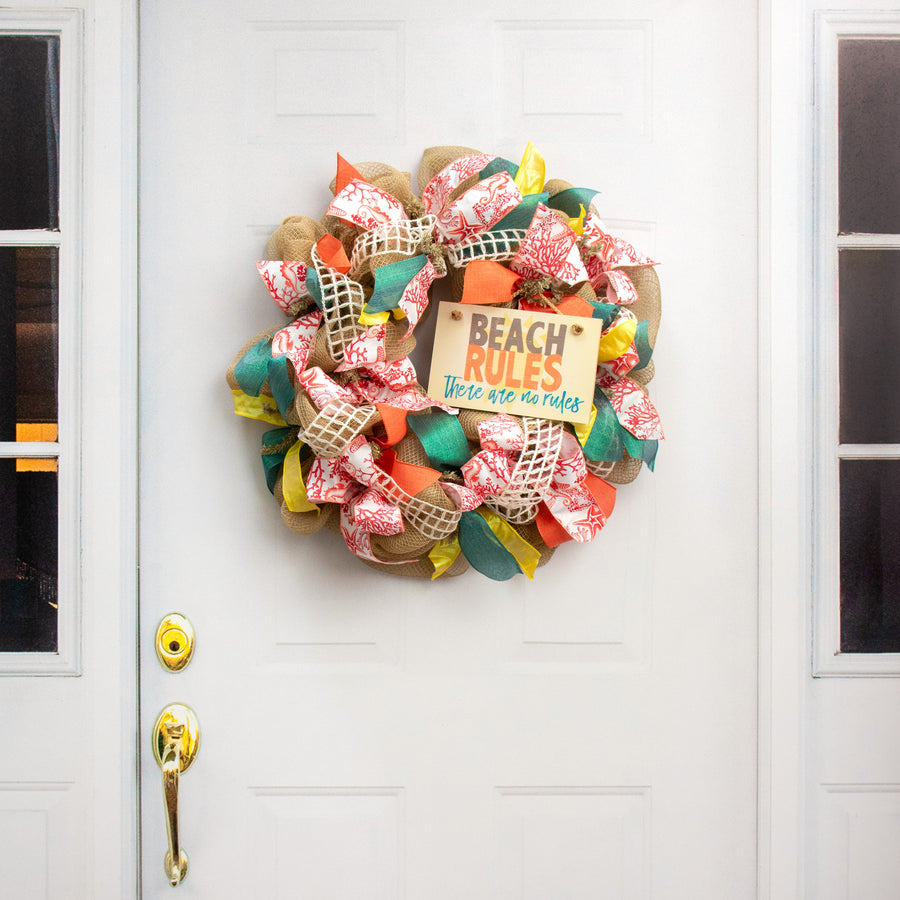 9.5" Hanging Wood Sign: Beach Rules