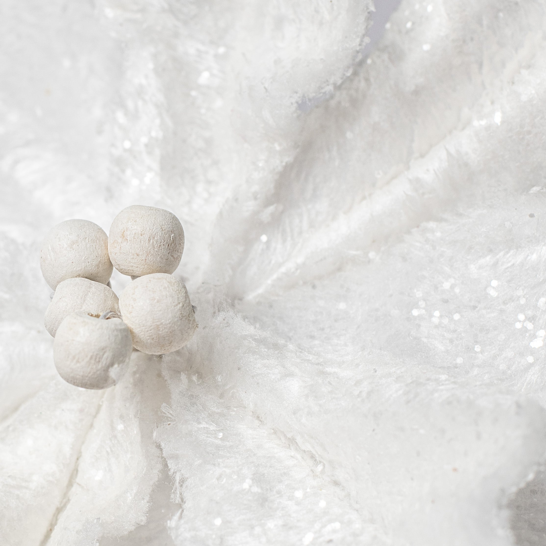28" Faux Fur Poinsettia Pick: White