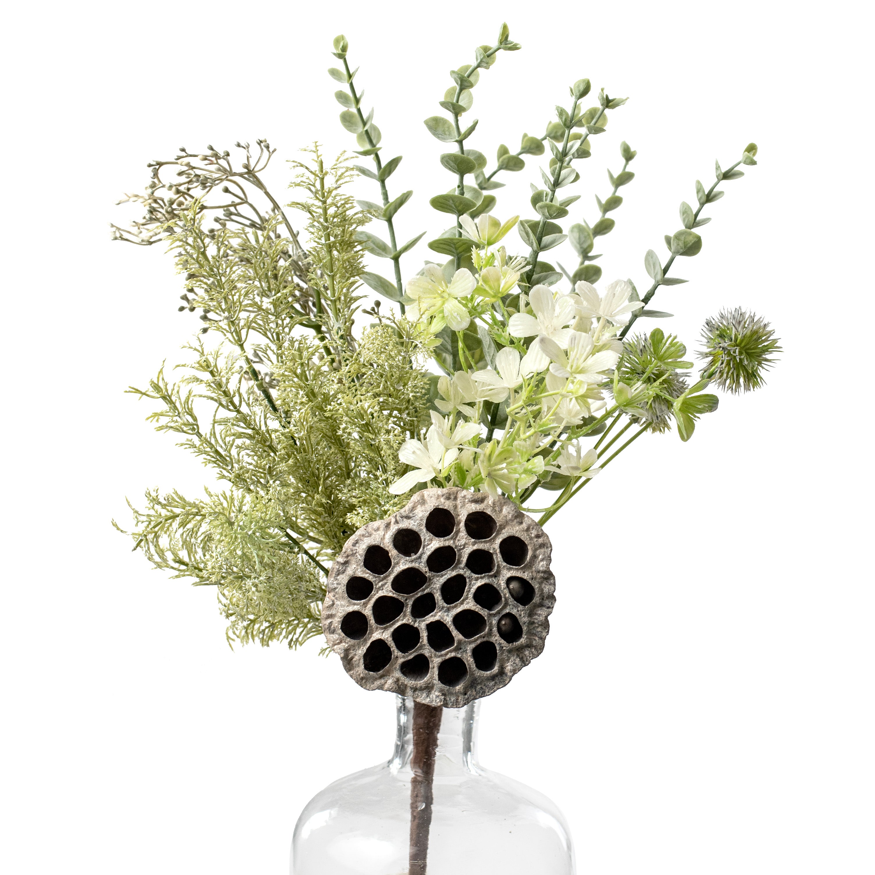 20" Lotus Pod Leaves Bush: Cream