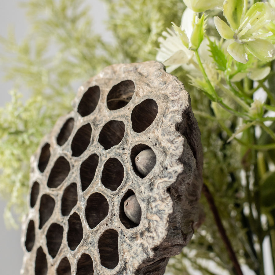 20" Lotus Pod Leaves Bush: Cream