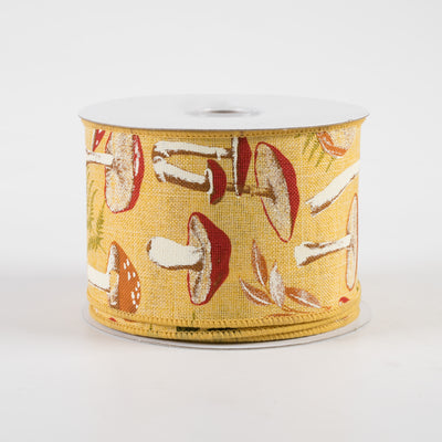 2.5" Mushroom Botanicals Ribbon: Mustard (10 Yards)