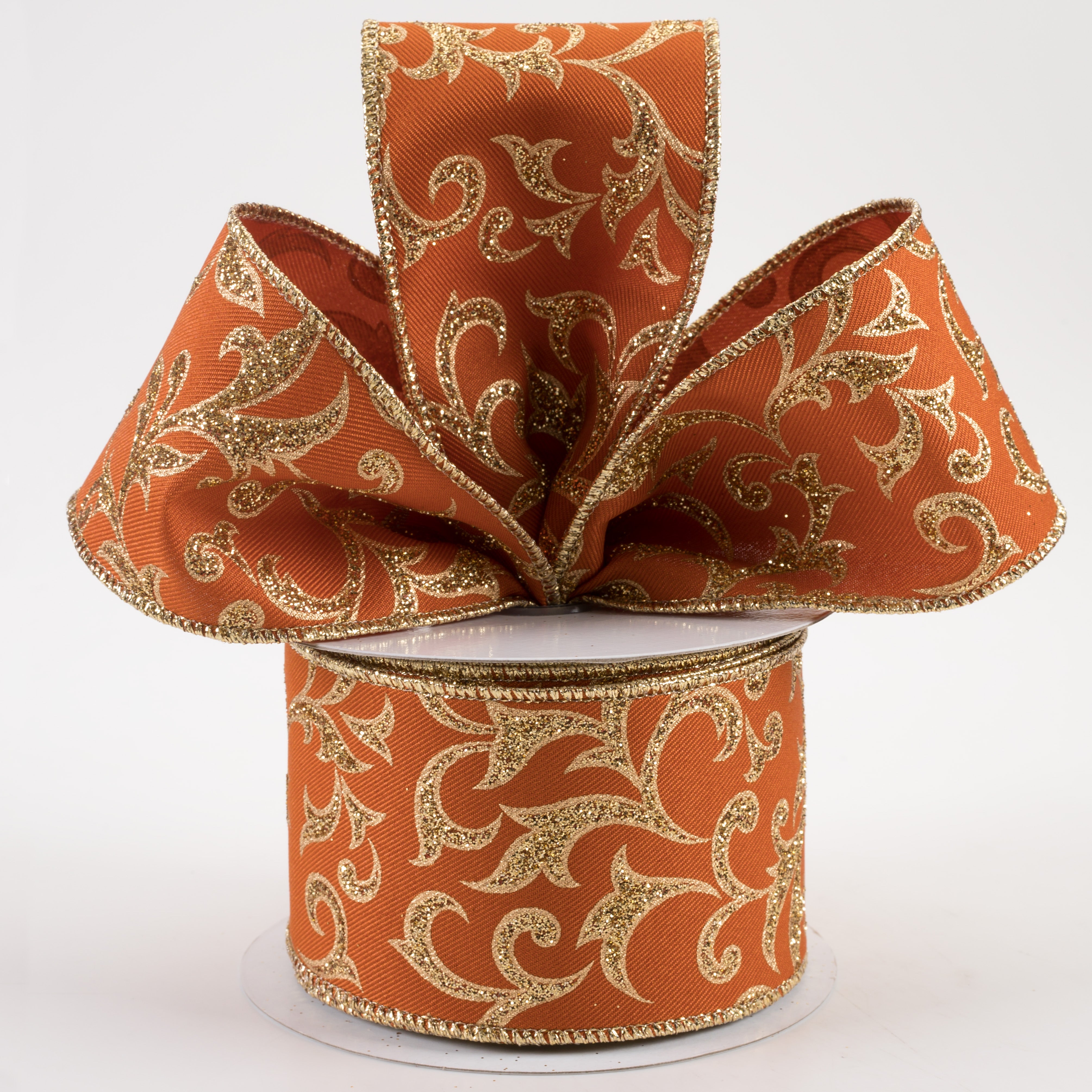 2.5" Acanthus Leaf Ribbon: Autumn & Gold (10 Yards)