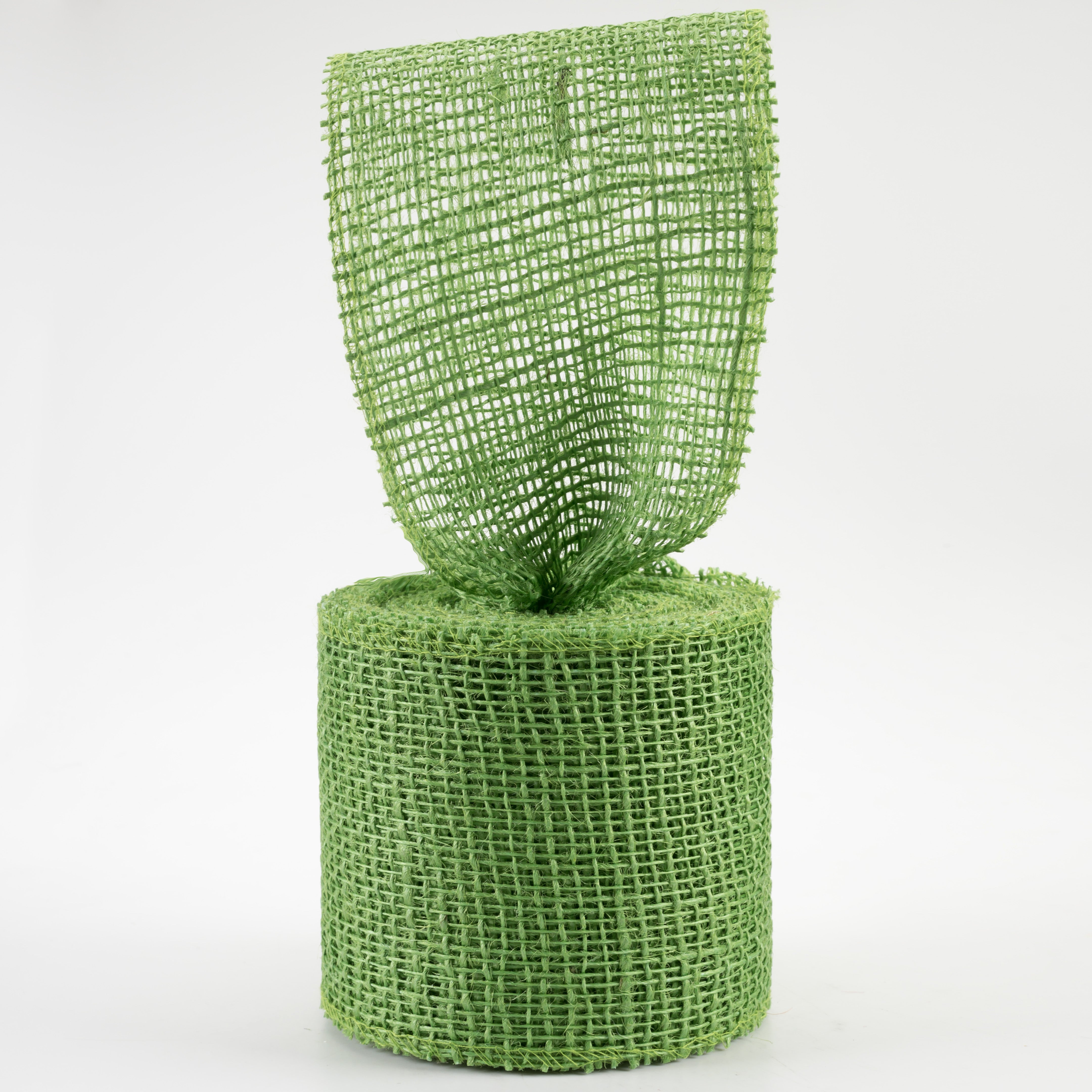 4" Jute Net Burlap Ribbon: Lime Green (10 Yards)
