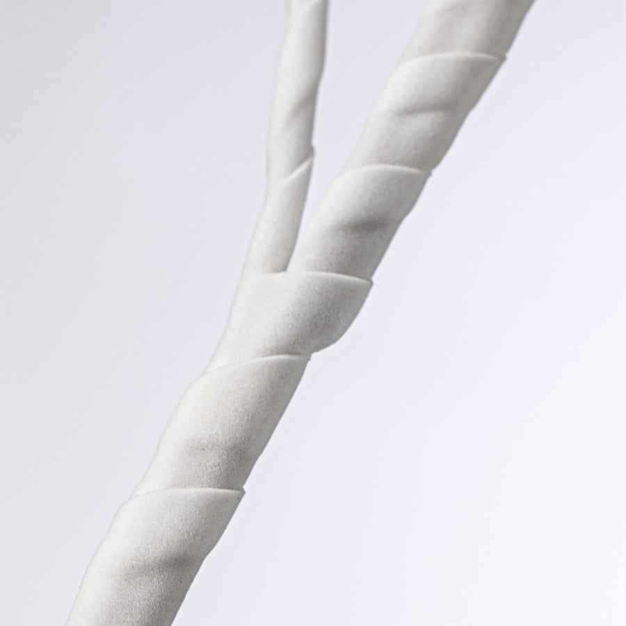 35" Tassel Pouf Flower Stem: White