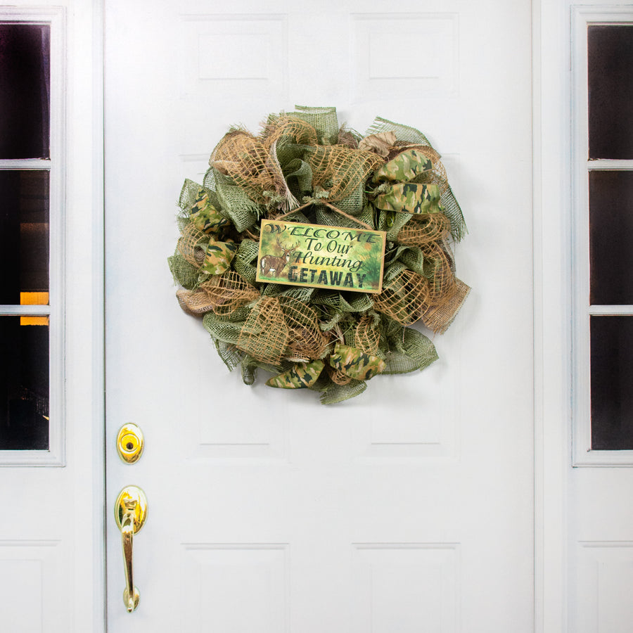 10" Wooden Sign: Welcome to our Hunting Getaway