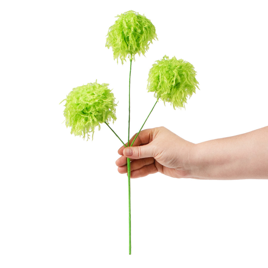 16" Furry Fabric Ball Spray: Lime Green