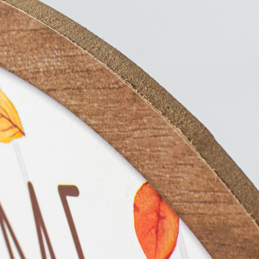 10" Round Wooden Sign: Welcome Quilted Pumpkin