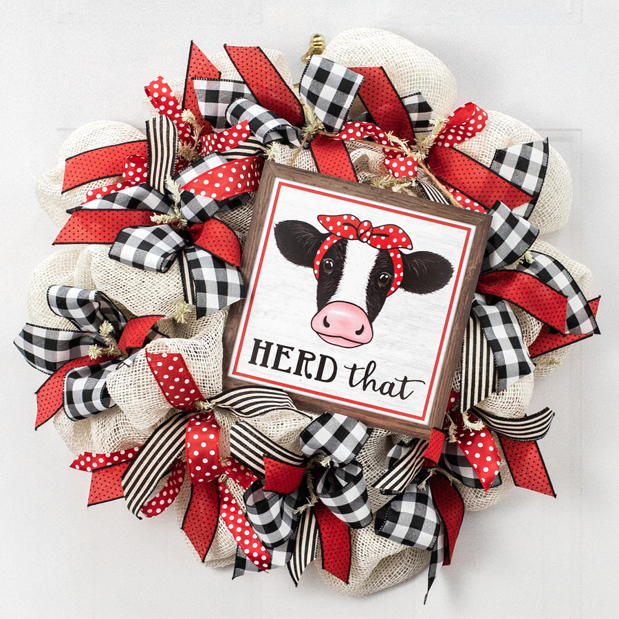10" Square Wooden Sign: Herd That Cow