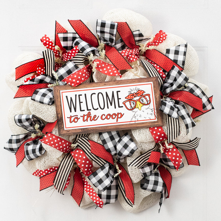 12" Wooden Sign: Welcome To The Coop Chicken