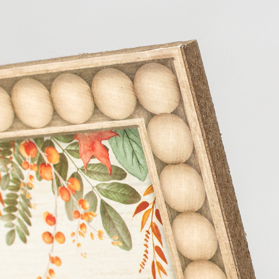 12" Wooden Sign: Bead Edge Welcome Leaves
