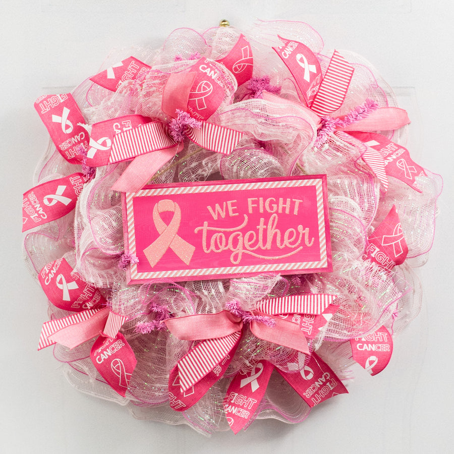 12" Wooden Sign: Breast Cancer Awareness We Fight Together
