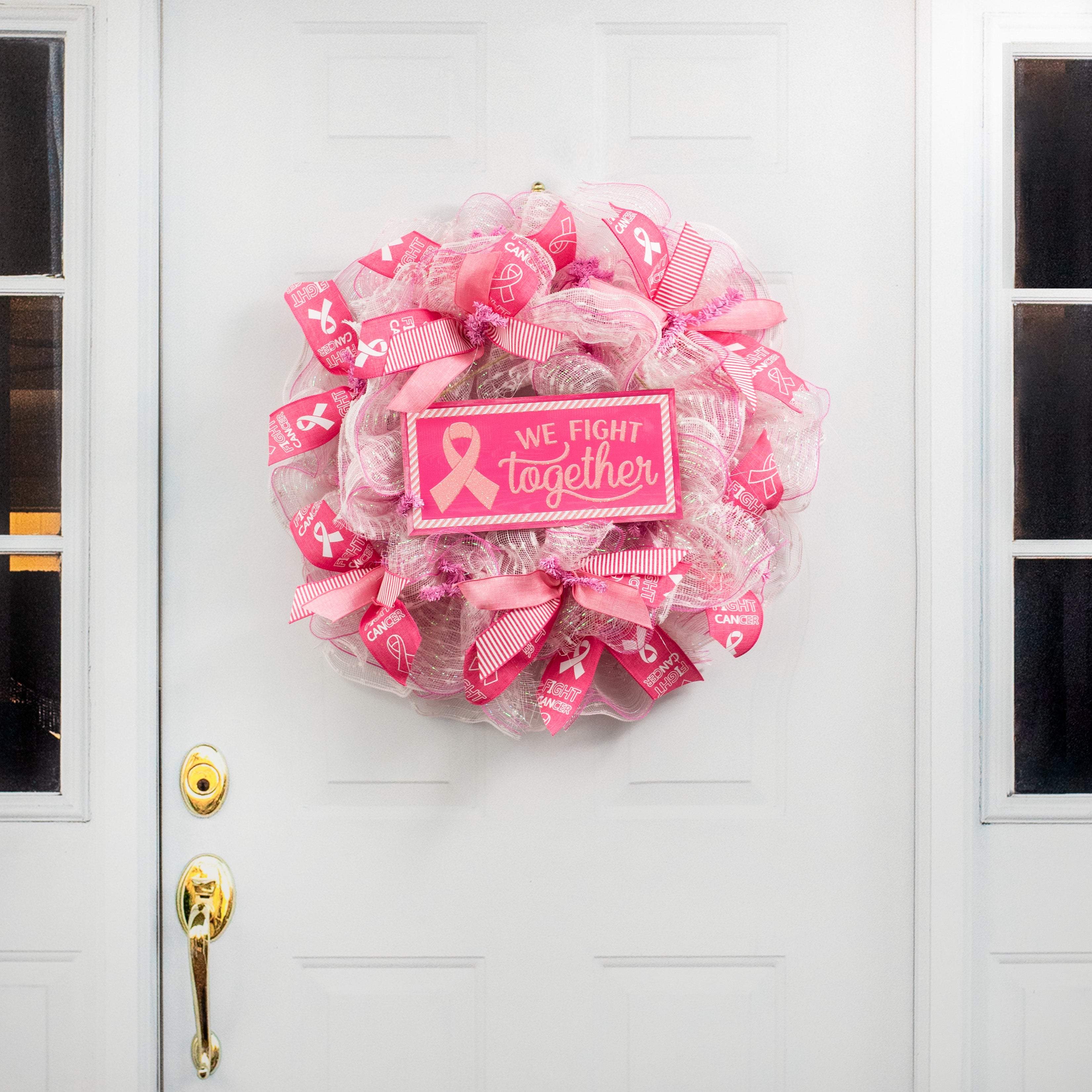 12" Wooden Sign: Breast Cancer Awareness We Fight Together