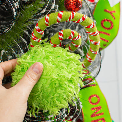 3.25" Furry Fabric Ball Ornament: Lime Green