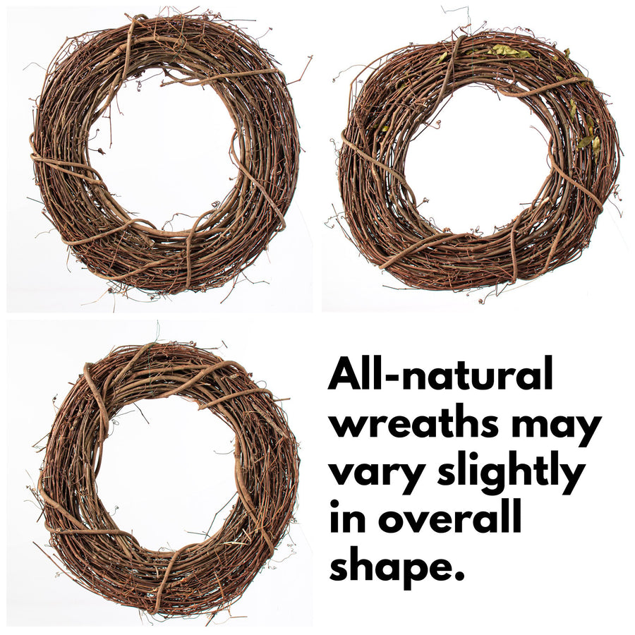 16" Natural Grapevine Wreath: Round