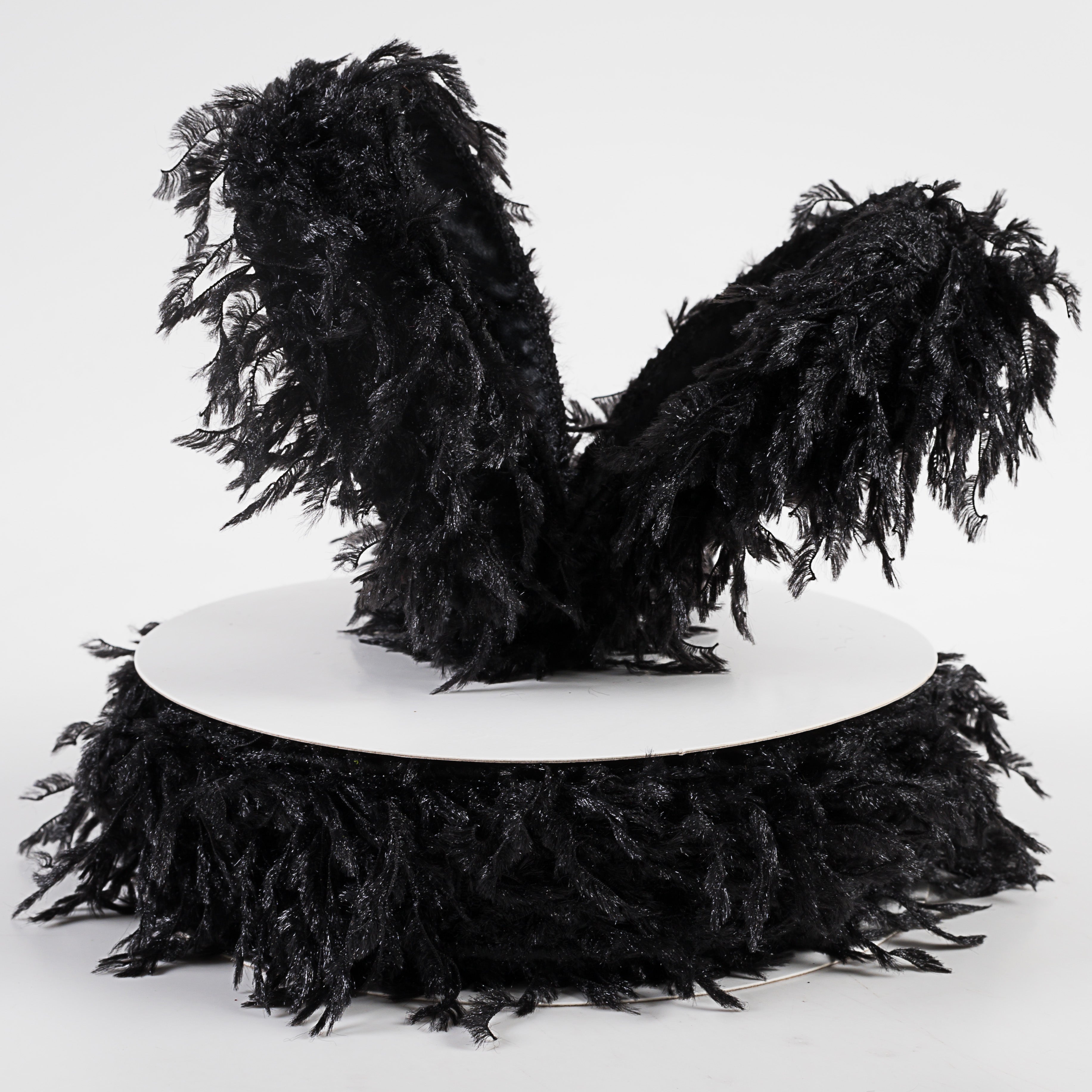 1.5" Furry Ribbon: Black (10 Yards)