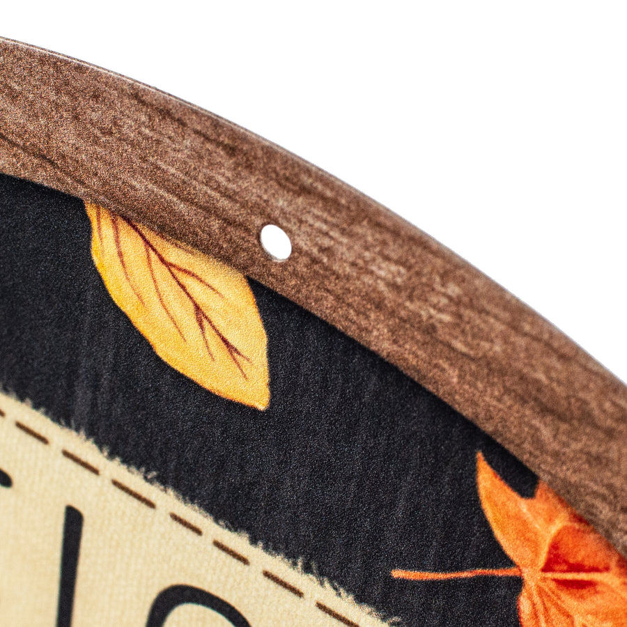 12" Metal Sign: Welcome Quilted Orange Pumpkin