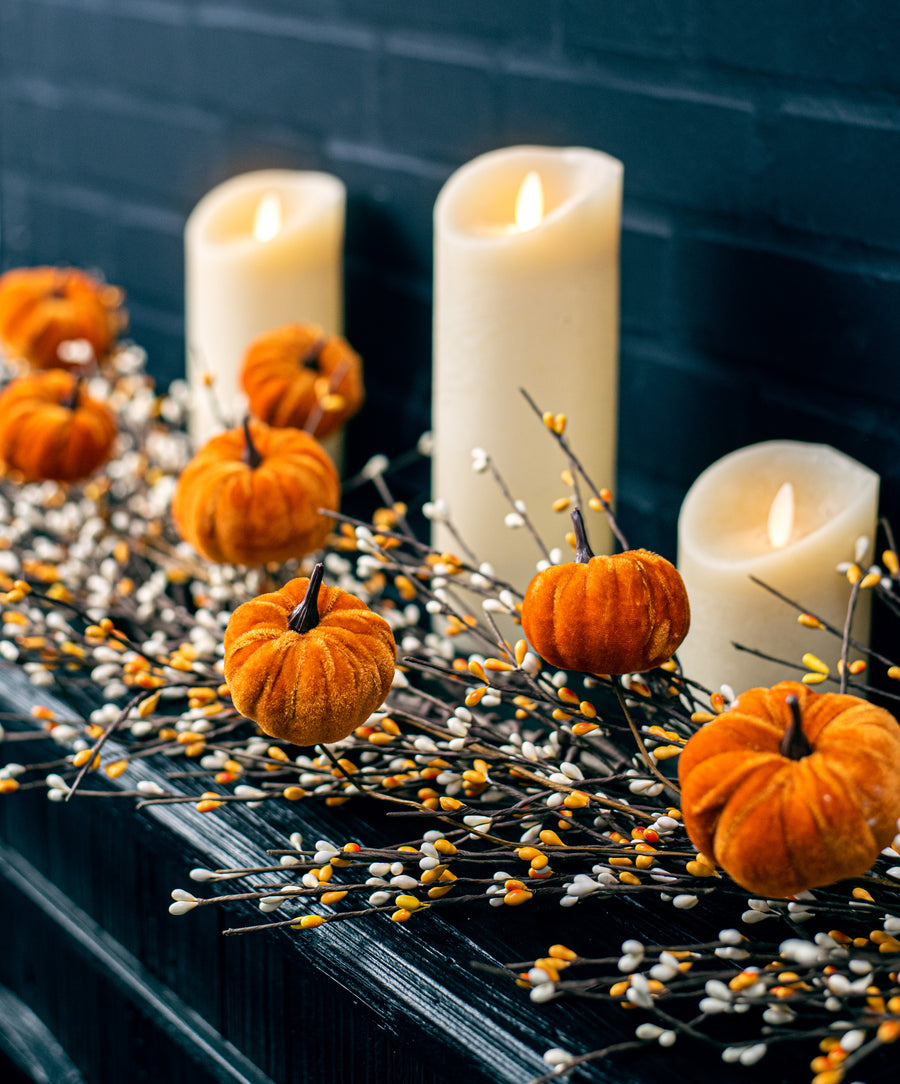 4' Velvet Mini Pumpkin String Garland