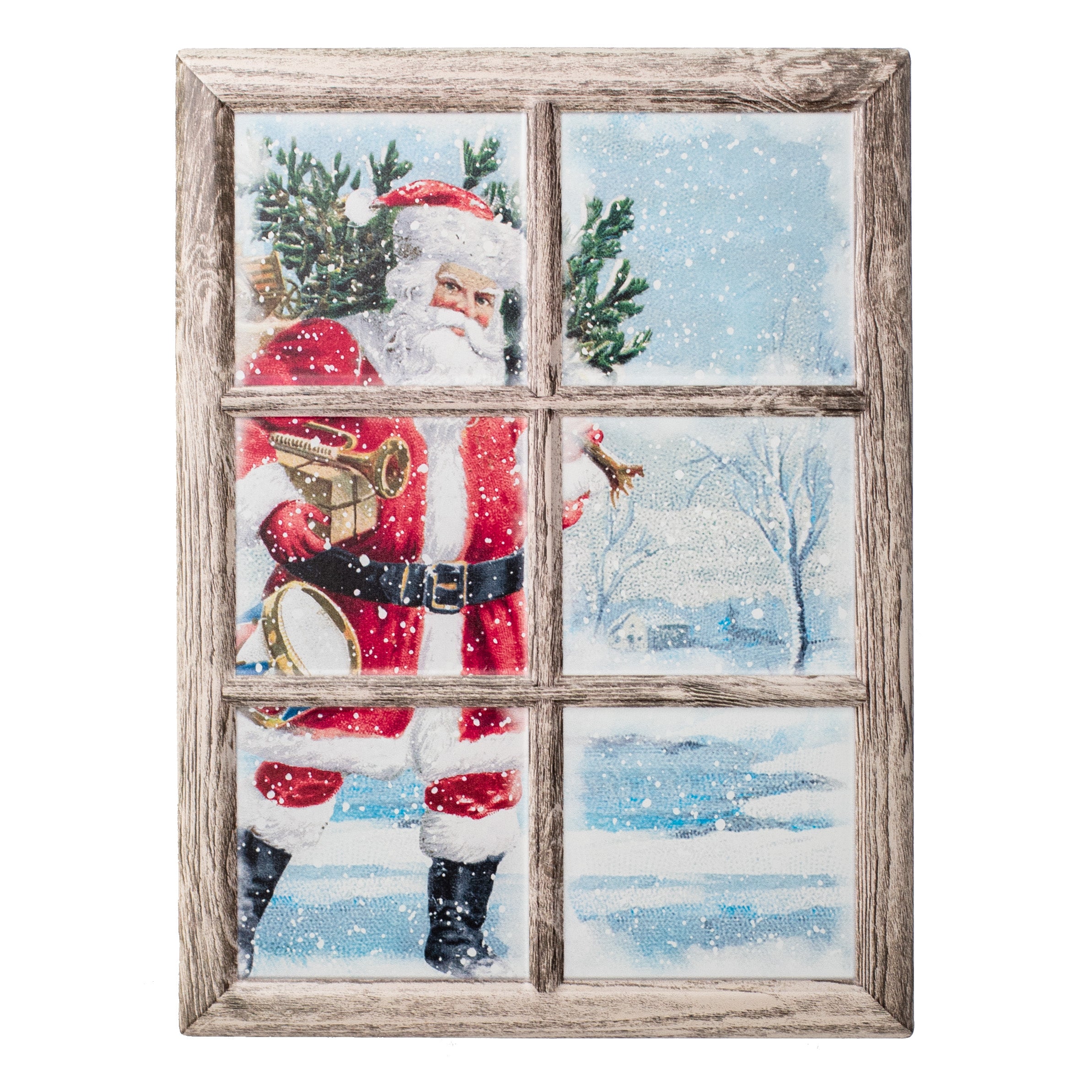 13" Metal Window Sign: Vintage Santa