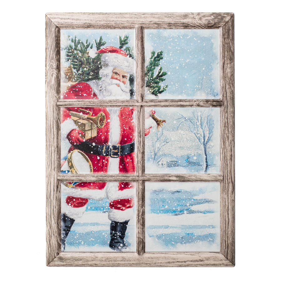 13" Metal Window Sign: Vintage Santa
