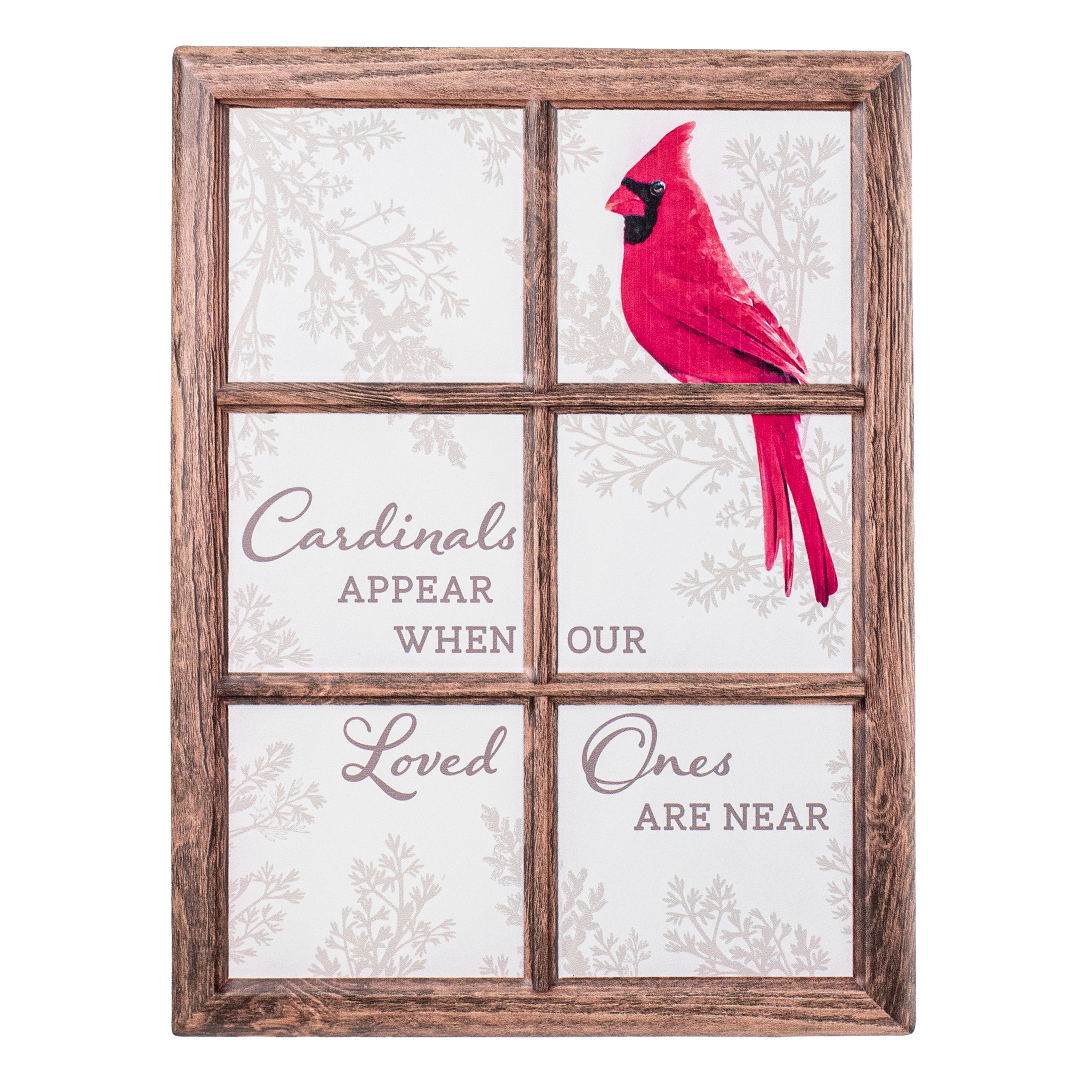 13" Metal Window Sign: Cardinals Appear