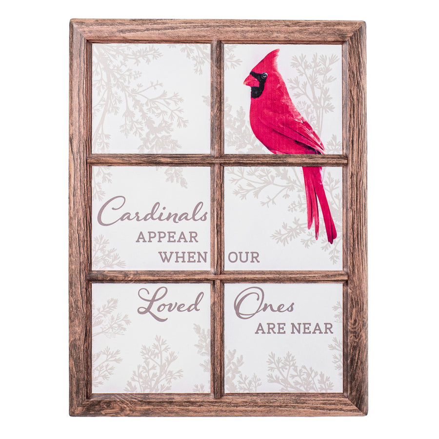 13" Metal Window Sign: Cardinals Appear