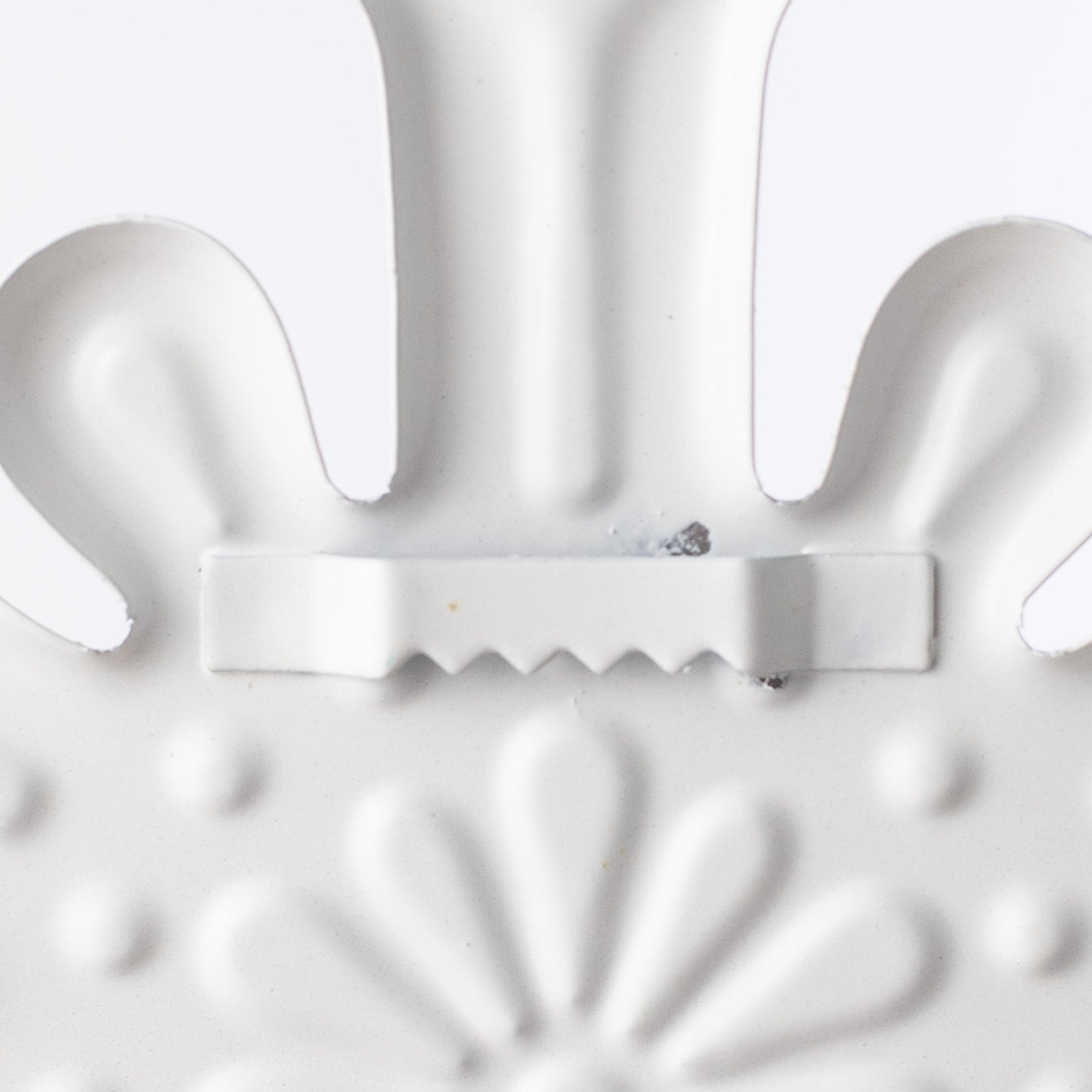 12" Embossed Metal Snowflake Hanger: Pale Pink & White