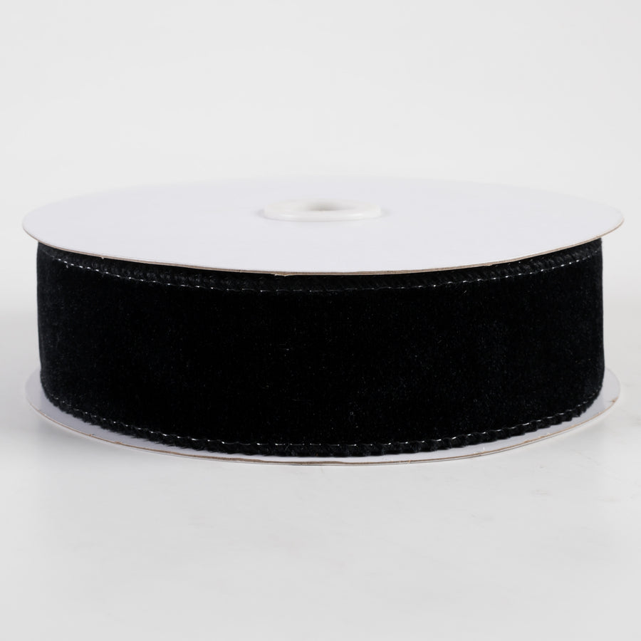 1.5" Deluxe Velvet Satin Backing Ribbon: Black (10 Yards)