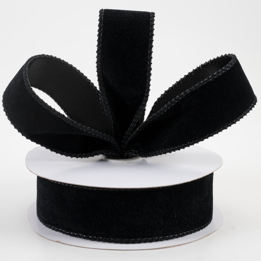 1.5" Deluxe Velvet Satin Backing Ribbon: Black (10 Yards)